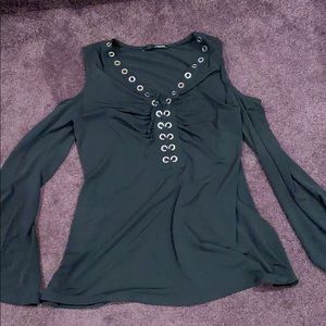 Black Long sleeve with lace up neck